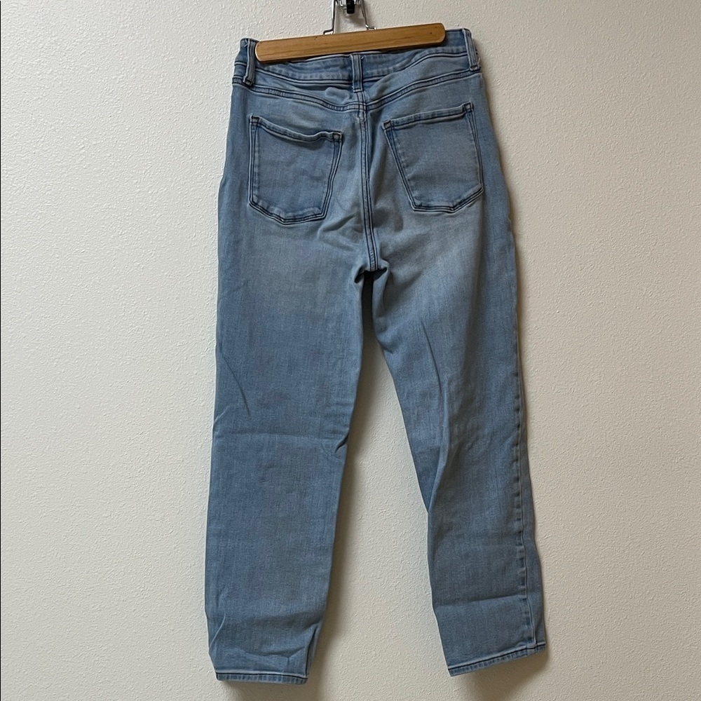 Lauren Conrad super high rise slim straight leg Embroidered Blue Jeans, size 8 - Picture 2 of 3